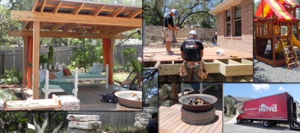 Archadeck of Austin built this deck and outdoor living space for HGTV'd in Austin