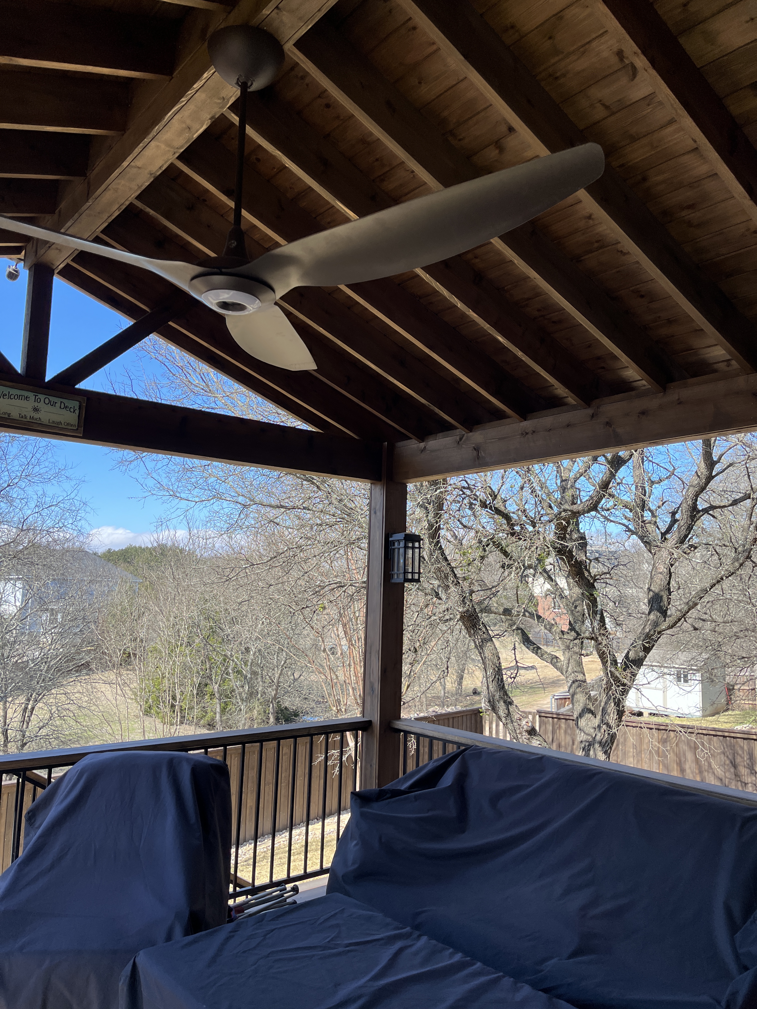Round Rock Porch Interior Exposed Rafter Ceiling